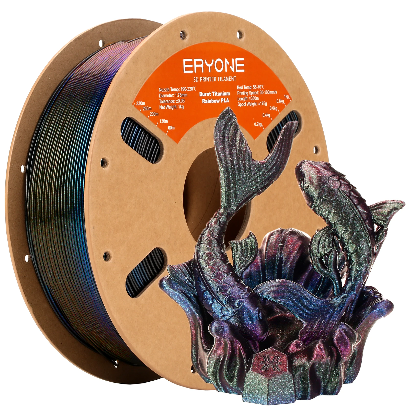 ERYONE 5KG Gebrande Kleur Regenboog PLA Filament 3D Print 1.75mm +/-0.03mm, Meerdere Kleuren Beschikbaar, 1kg/spoel