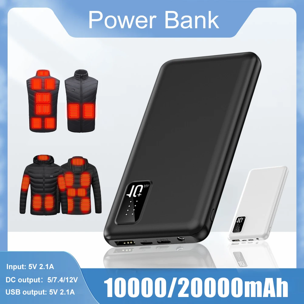 DC 7.4V  Heating Vest 10000/20000mAh Power Bank Portable Mini Fast Charger External Battery Pack for Heated Jacket Socks Gloves