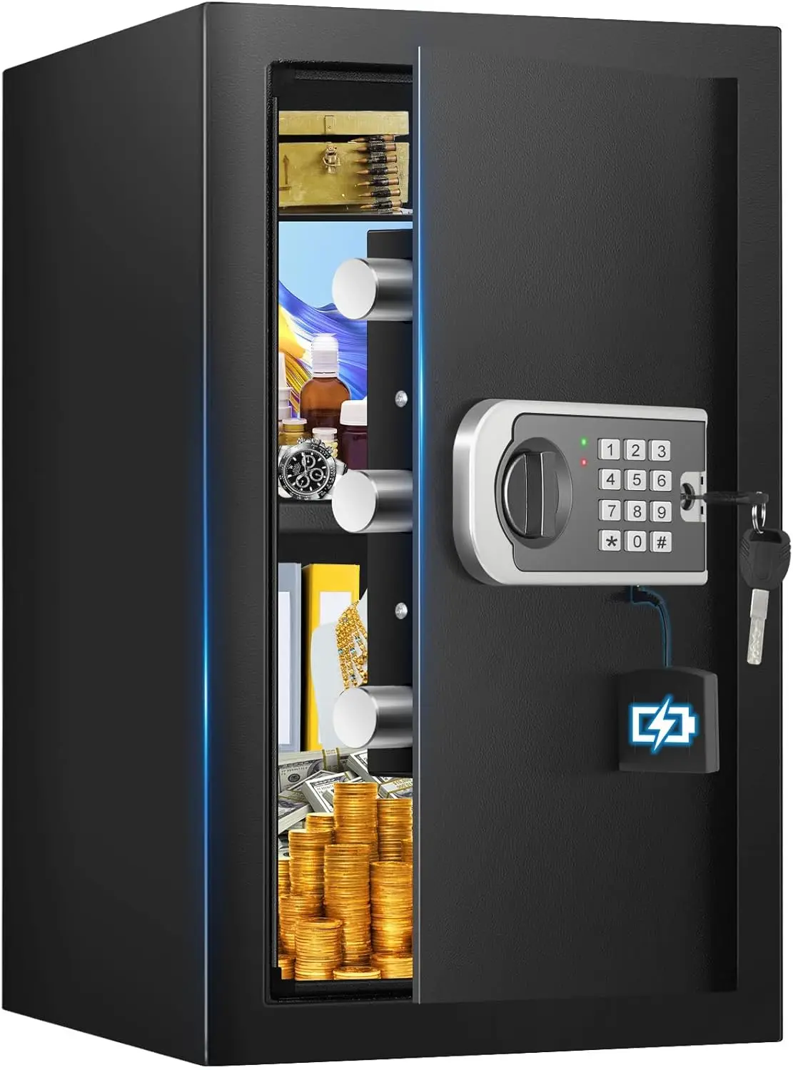 

Сейф на 3,2 кубке, домашние сейфы, водонепроницаемые и огнестойкие, цифровые сейфы безопасности с запасным ключом с электронной клавиатурой, интеллектуальное оповещение, Mut