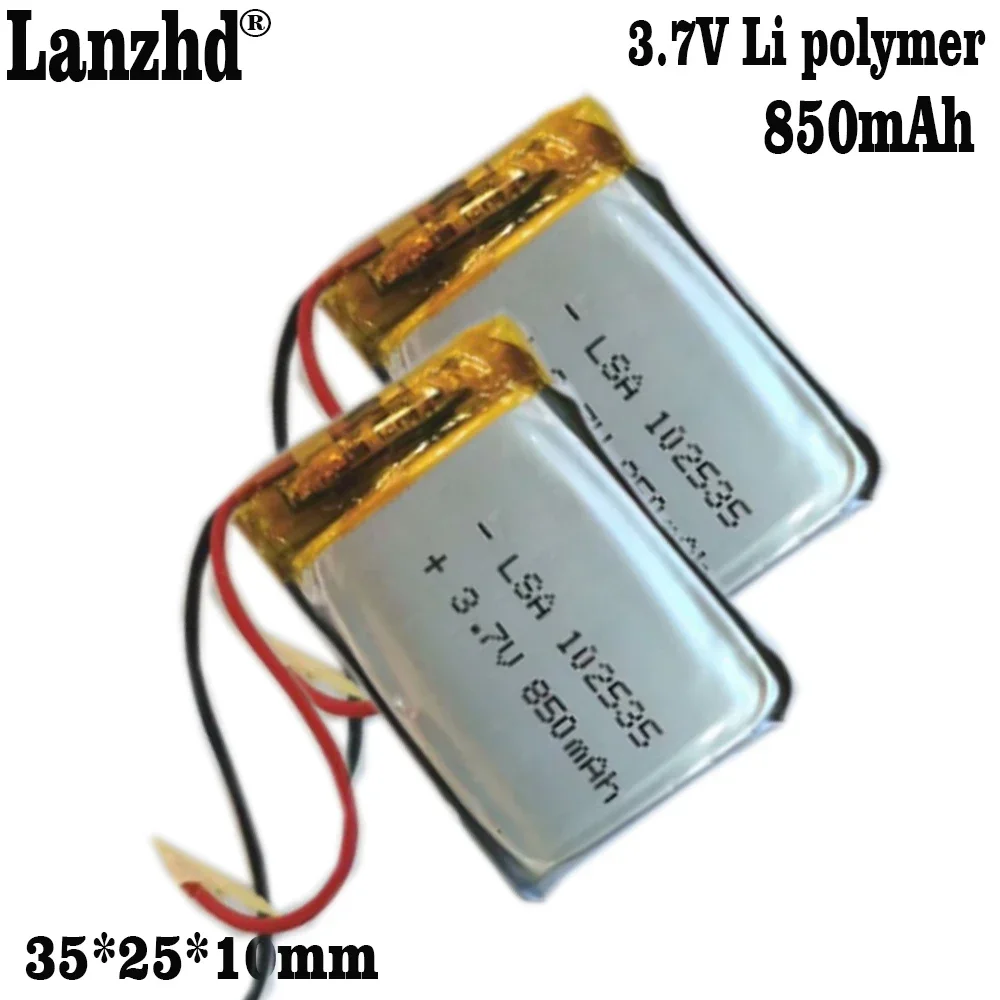 

1-10pcs 3.7V lithium driving recorder battery 850mAh 102535 recording pen Li-ion Cell Urgent lamp Camera lithium battery