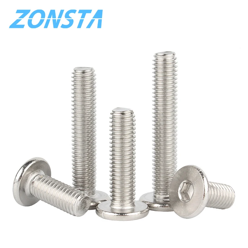 M2 M2.5 M3 M4 M5 M6 M8 A2 304 Stainless Steel Hex Hexagon Socket Ultra Thin Super Flat Wafer Head Computer Screw Car Bolt