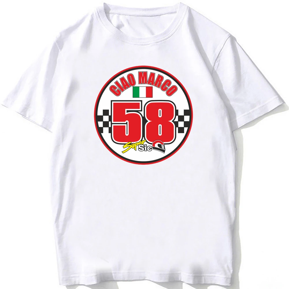 Marco Simoncelli 58 GP Rider T-Shirt New Men Short Sleeve GS Adventure Riding Sport Boy Casual Tees Motorcycle Lovers White Tops