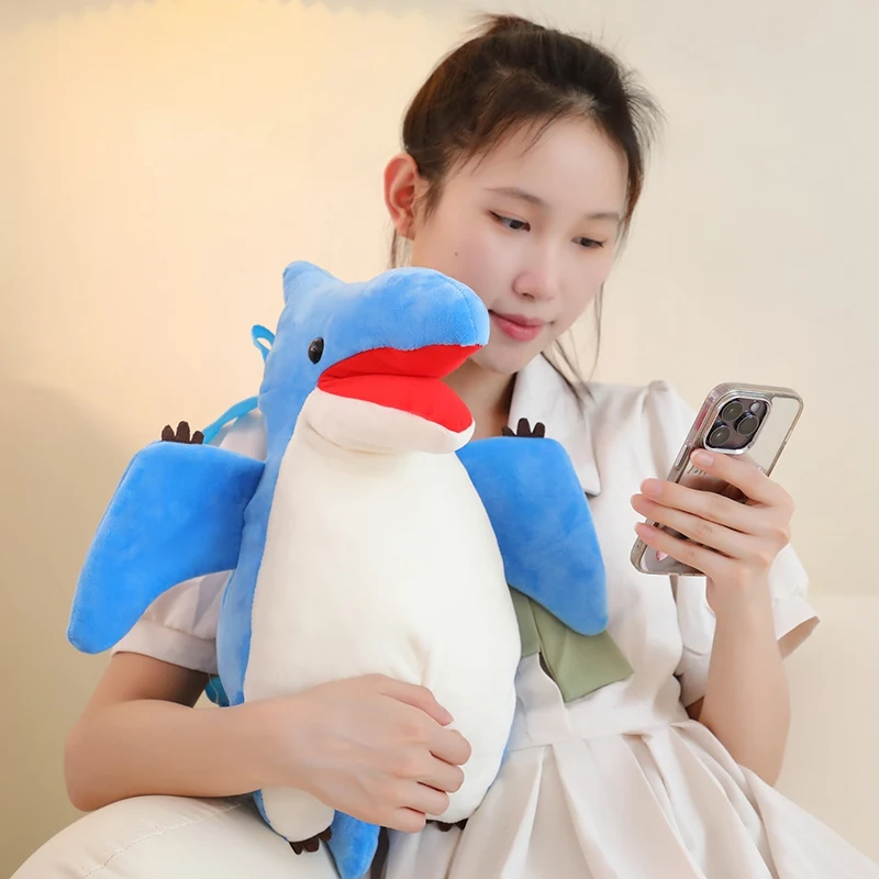 Cartoon Wings Dino Plushies Dolls Soft Stuffed Animals Pterosaur Kids Toys Funny Student Popular Backpack for Child Gifts Decor