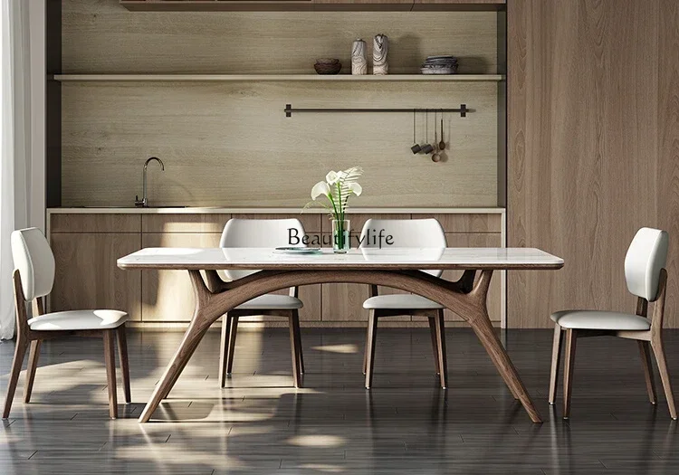 

FG10Medieval solid wood rock slab dining table wabi sabi Nordic rectangular French