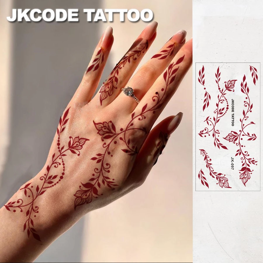 Hand tattoo - Minimalist design Ramadan Tattoo - Eid fashion accessory - Henna hand-painted leaf, plant, and butterfly pattern - Crescent moon totem for women - Long-lasting waterproof tattoo stickers for hands and feet - Elegant Durable Body Art For 3-5 Days