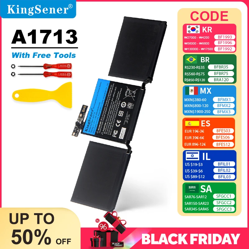 KingSener A1713 Laptop Battery for Apple MacBook Pro 13