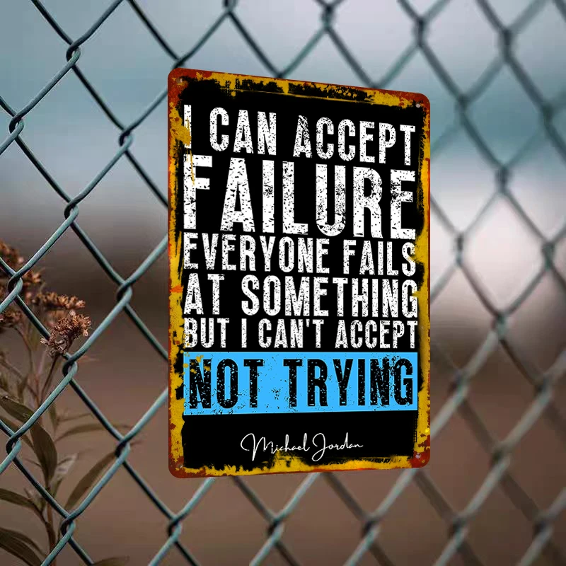 Michael Jordan Quote Metal Wall Art Inspirational Sports Decor for Home Gym Office Man Cave