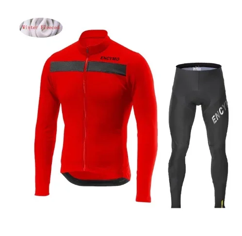 2023 Winter Thermal Fleece Cycling Clothes Warn Men's Jersey Suit Jacket Riding Bike MTB Clothing Bib Pants Set