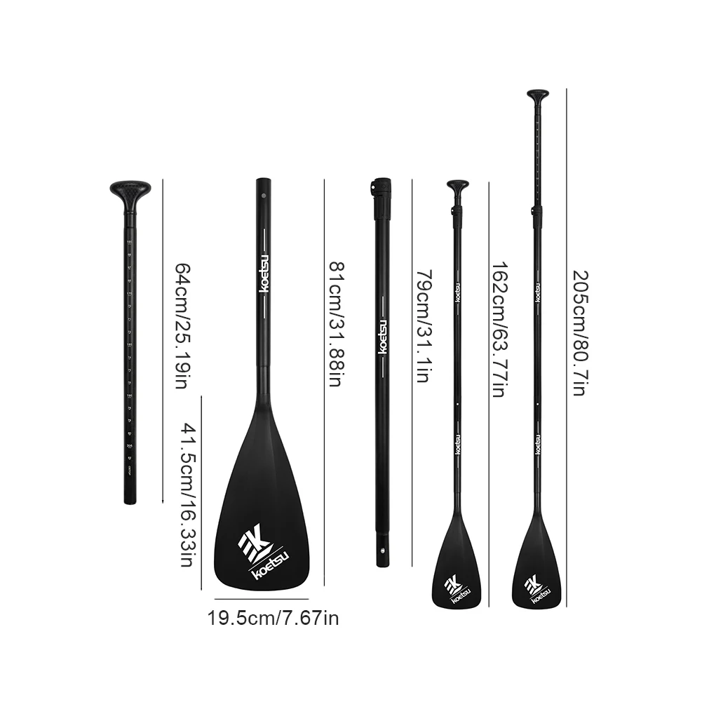 3-Piece Kayak Boat Paddle Adjustable Length Detachable SUP Paddle Aluminum Alloy Single Head Paddle for Outdoor Water Sports