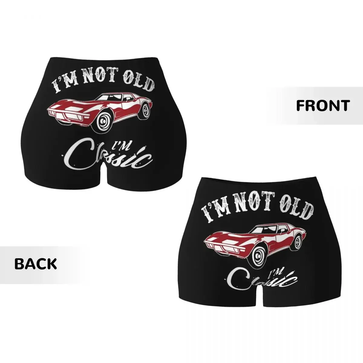 Custom Classic Corvette Car Women Gym Workout Running Shorts Athletic Volleyball Biker Yoga Shorts