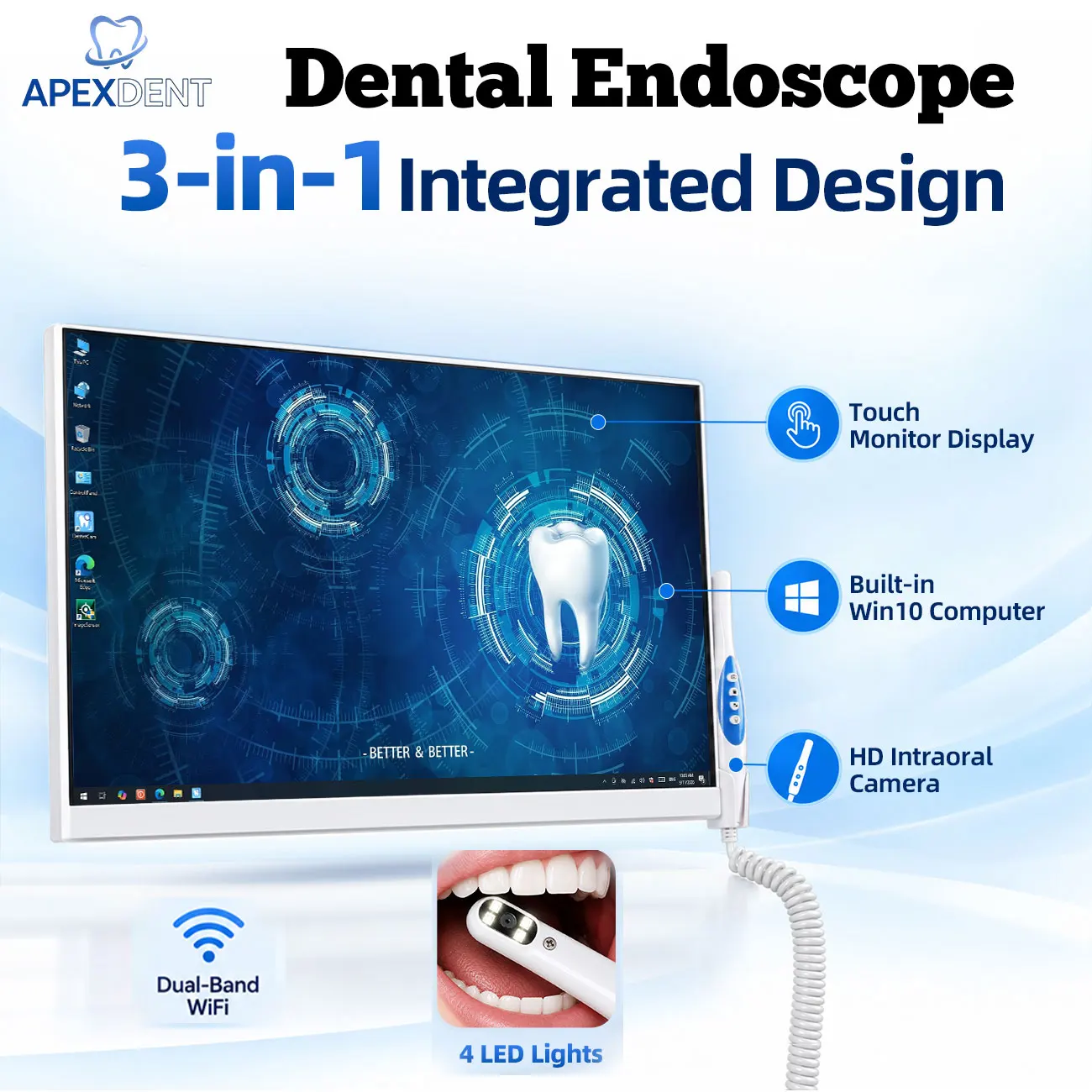 24Inch Touch Screen All-in-One Intraoral Camera Dental HD Oral Endoscope WIFI Imaging Tool Medical Computer System Oral