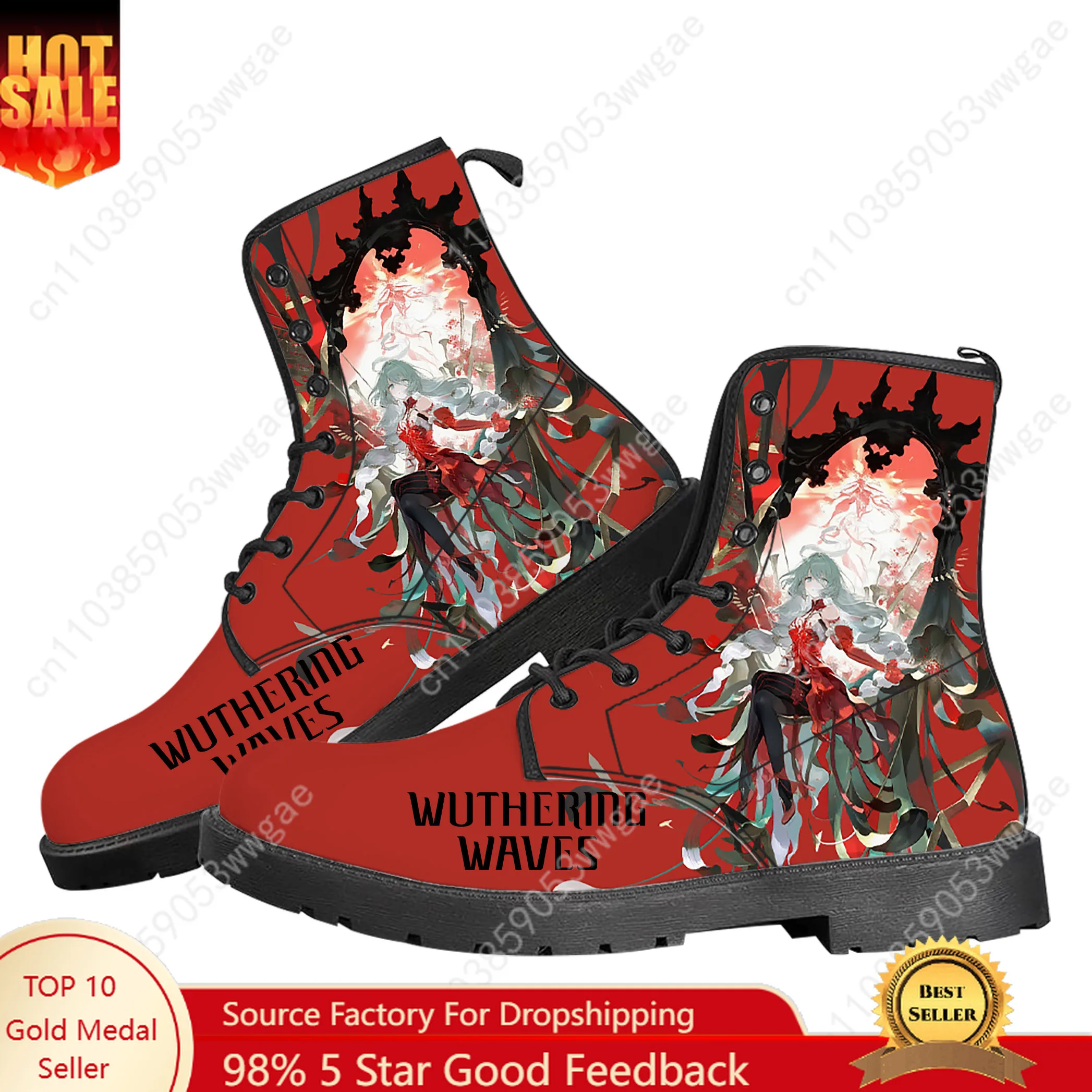 

Сапоги Wuthering Waves, мужская и женская подростковая обувь, повседневные ботинки, уличный светильник, высокое качество, пара с принтом по запросу, обувь на заказ