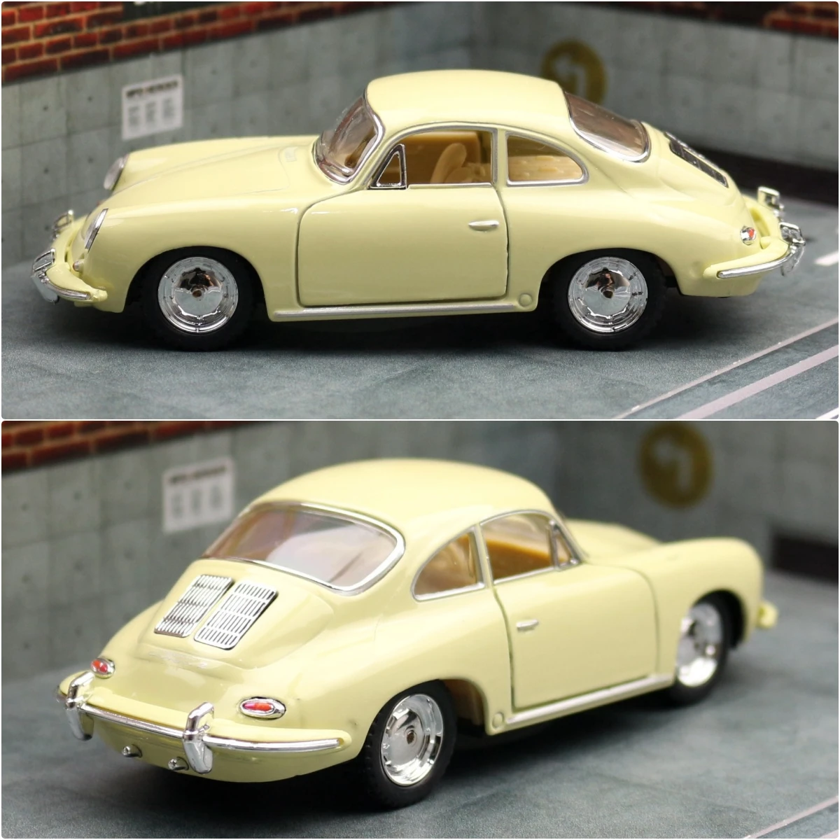 KiNSMART Toy Car Model 1/32 Porsche 356 B Carrera 2 Classical Diecast Miniature Vehicle Collection Gift For Children Boys Kid