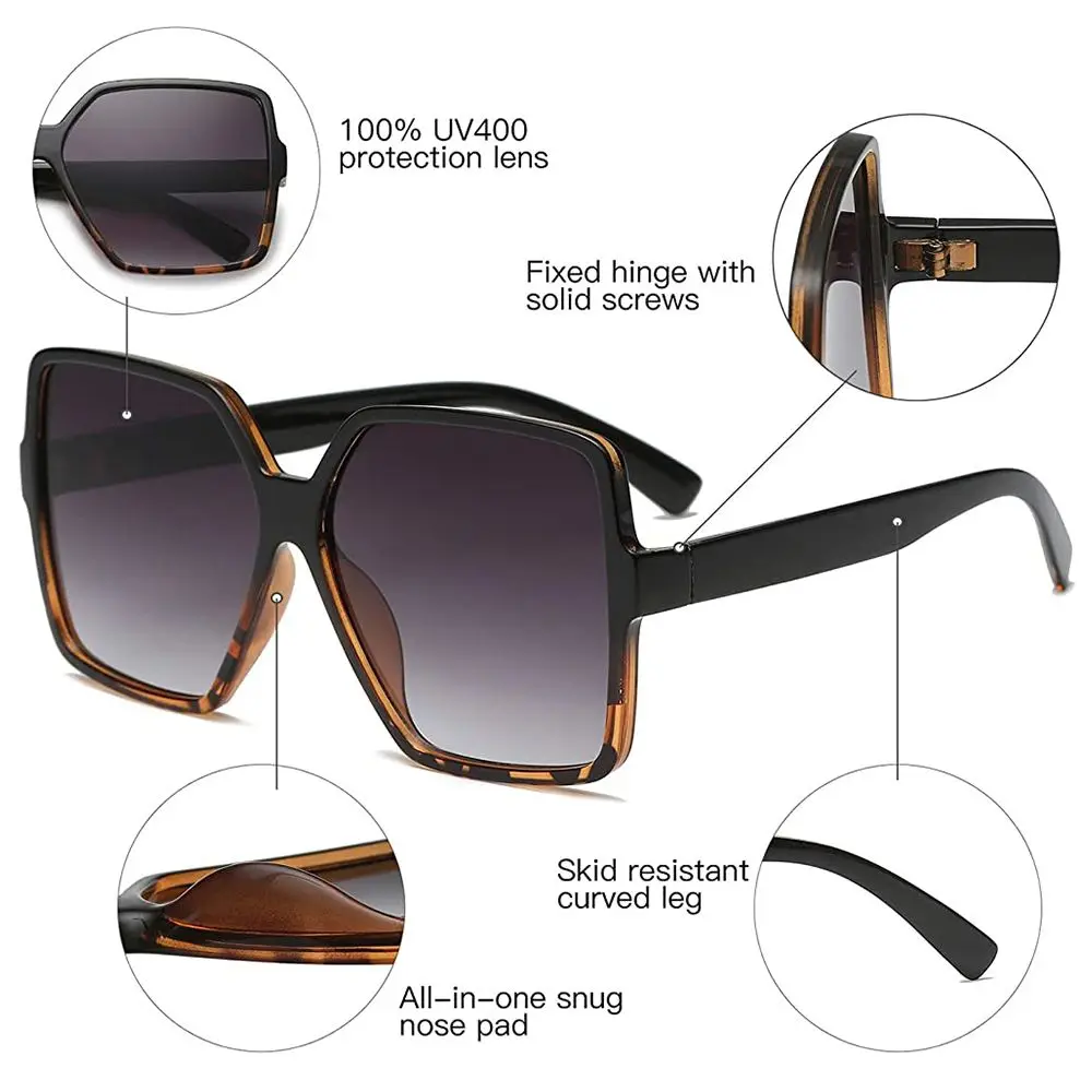 Oversized Square Sunglasses for Women and Men UV Protection Eyeglasses Retro Big Frame Sun Glasses Fashion Shades image 5