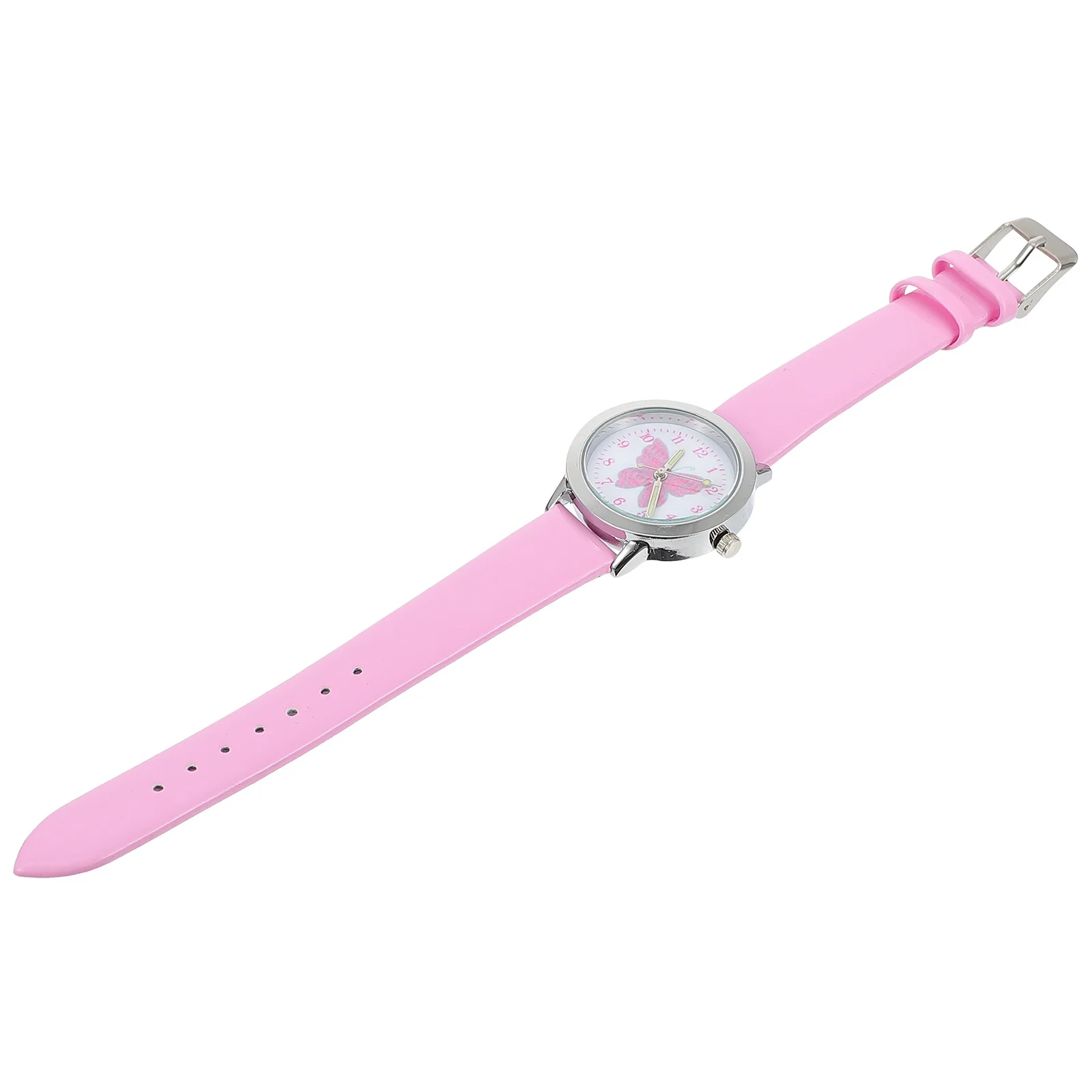 1 pc Kids Watch Girls Luminous Butterfly Pattern Children Learning Glow In Dark Clear Dial Durable Alloy Pu Strap