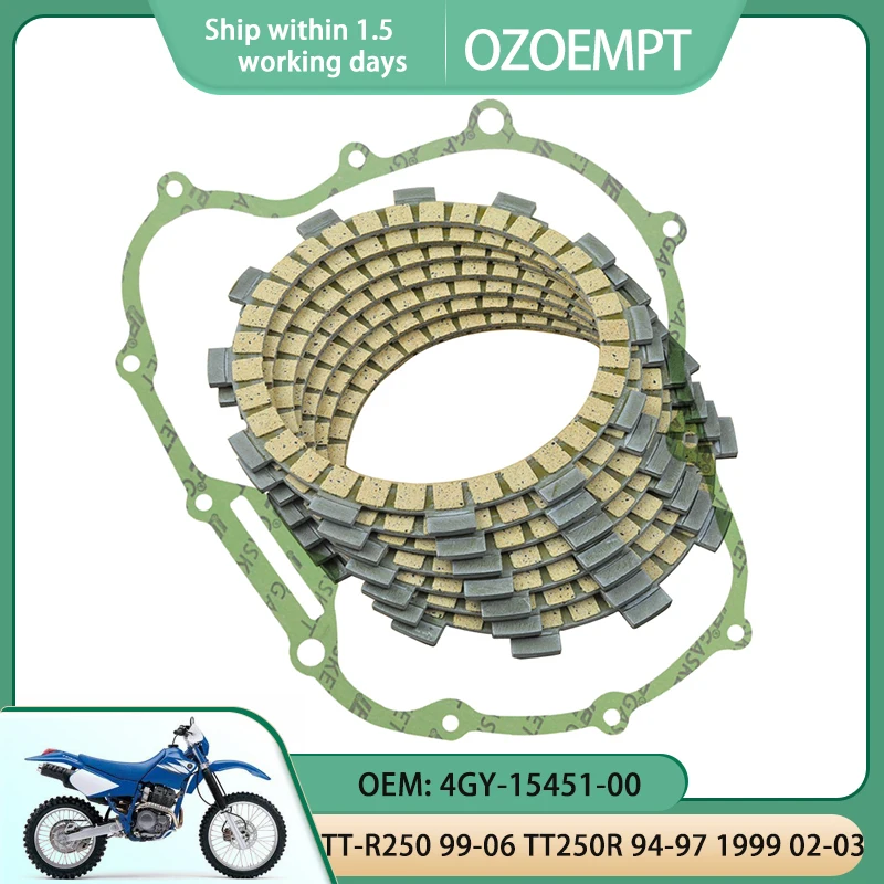 

OZOEMPT Motorcycle Clutch Disc Set And Cover Gasket Apply To TT-R250 99-06 TT250R 94-97 1999 02-03