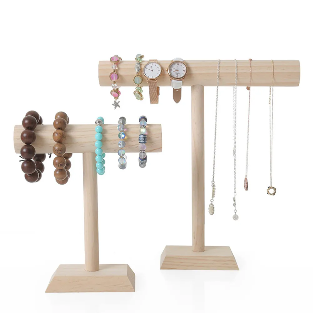 

Premium Wood T-Shaped Jewelry Stand for Display Storage Organizing Bracelets Bangles Necklaces Elegant Multi-Function Rack