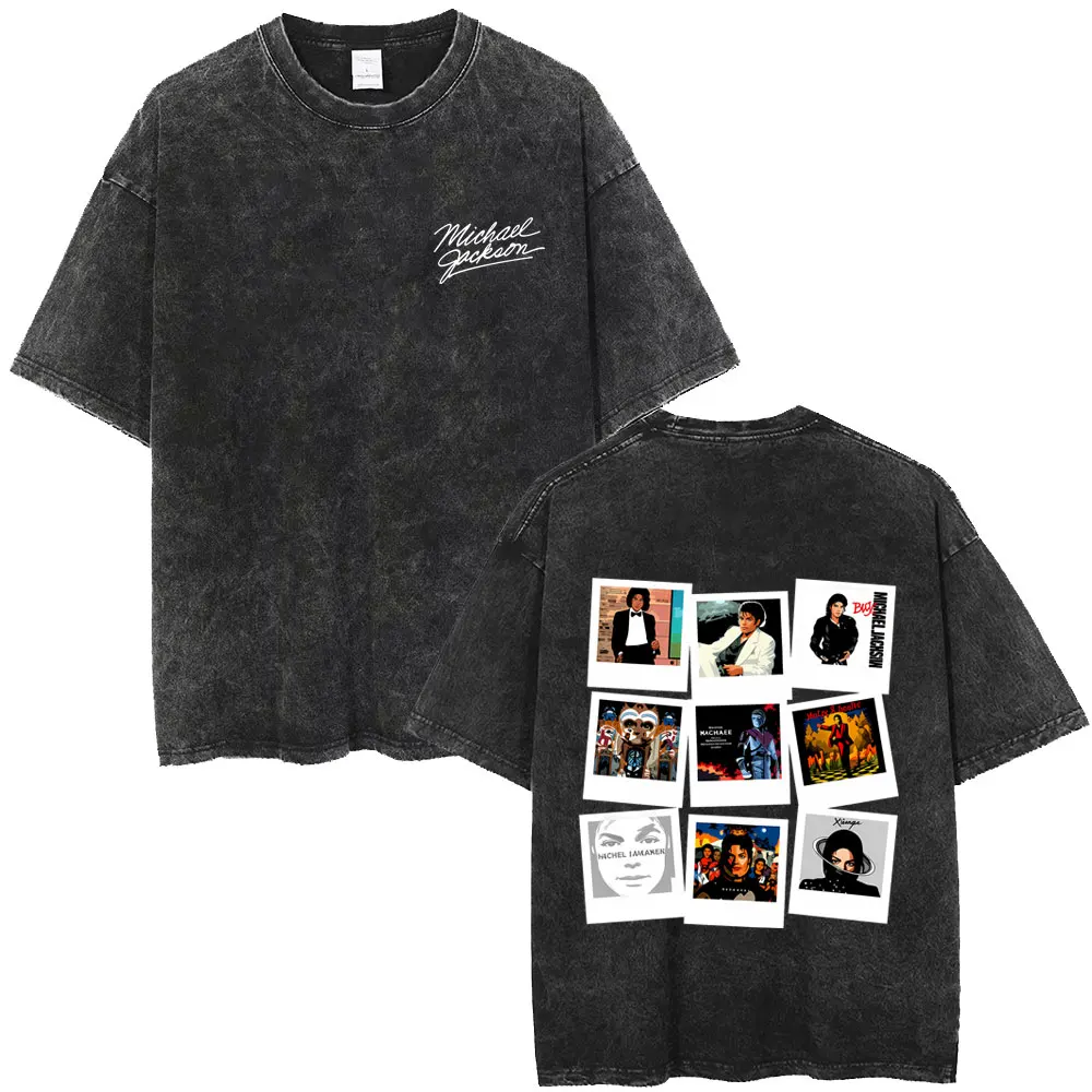 

Washed Vintage Michael Jackson Album Cover Graphic T-shirt Men Women Fashion Rock Pop Music T-shirts Men's Oversized T Shirts