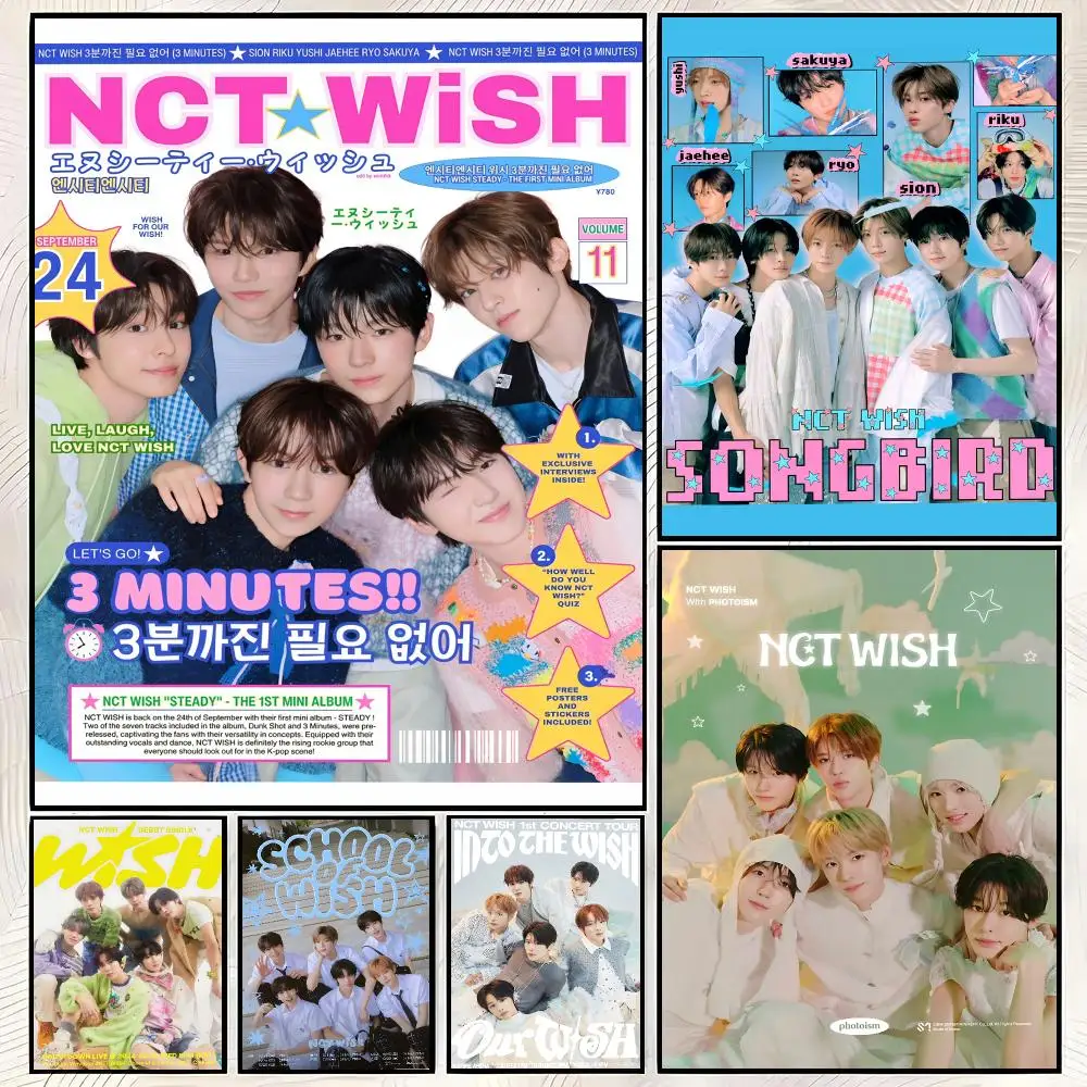 Group N-nCT WISH Poster Vintage PP Paper Wall Art Home Decor Print for Bedroom Living Room Aesthetic Gift