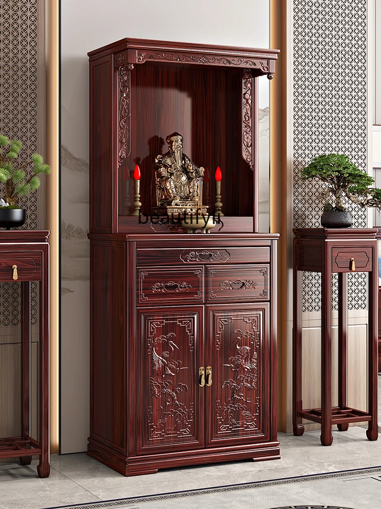 New Chinese Style Solid Wood Buddha Niche Altar Household Clothes Closet Classical Altar Buddha Cabinet