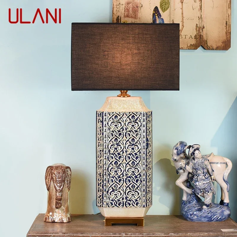ULANI American CeramicTable Lamp Retro Creativity Living Room Bedroom Study Hotel Engineering Designer Desk Light