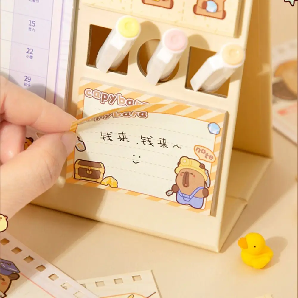 Penholder Capybara 2024-2025 Calendar Thick Paper Sticky Note Capibara Count Down Desktop Calendar Schedule Time Planner