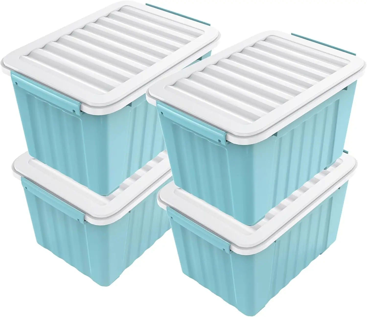 

Nazhura 4Pack 72 Quart Plastic Storage Bin Stackable and Nestable Storage Boxes Container with Lids Secure Latching Buckles