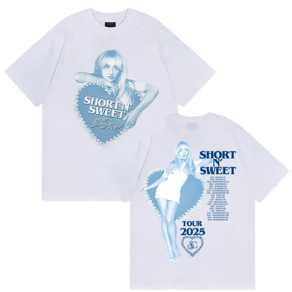 

Sabrina Carpenter T Shirt 2026 New Short N' Sweet 100% Cotton Men Women Unisex Oversized Vintage Tour Merch Streetwear Tops