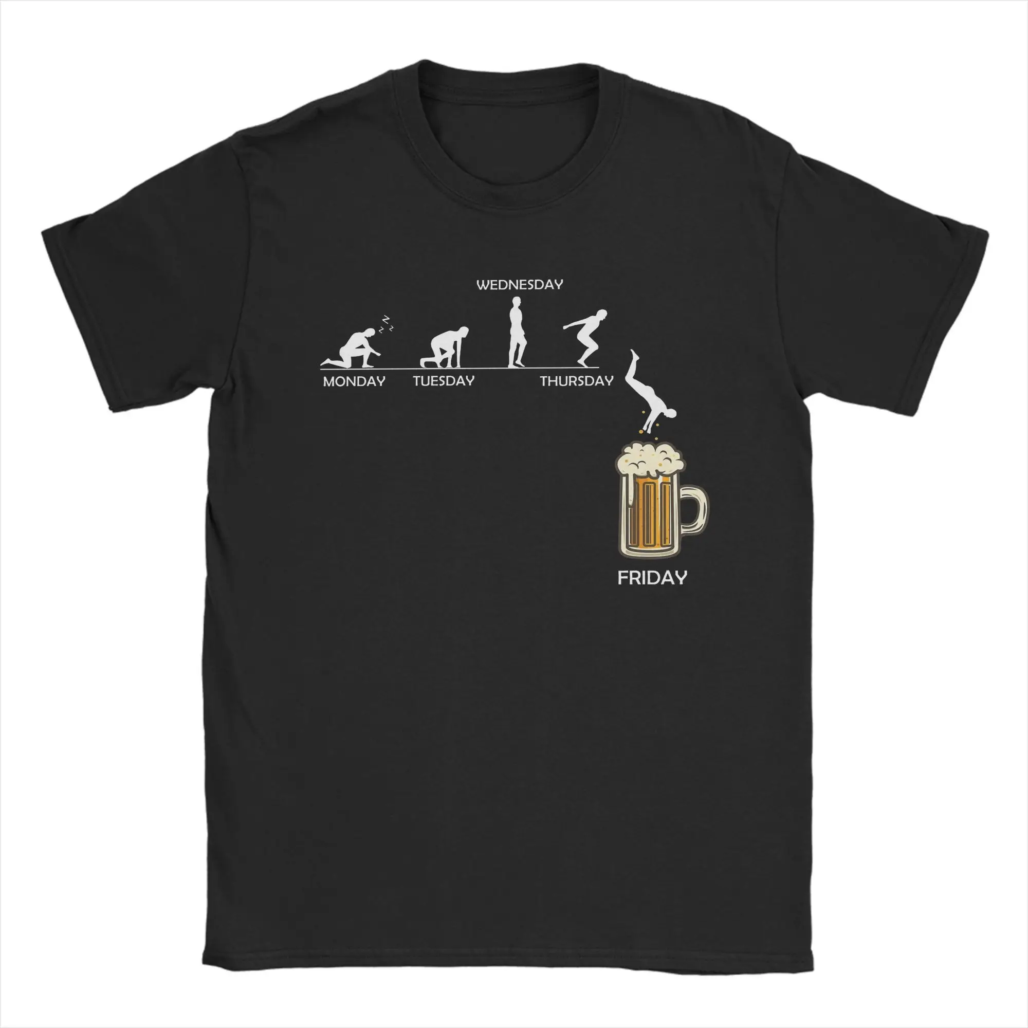 Oversized T-Shirt Beer Jumping into the Beer Friday Evolution 100% Cotton T-Shirts for Men's Summer Y2K Retro Short Sleeve Tees