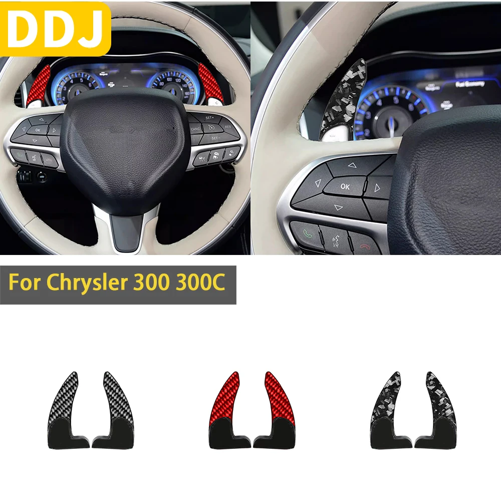 

For Chrysler 300 300C Accessories Carbon Fiber Car Interior Steering Wheel Paddle Shift Decoration