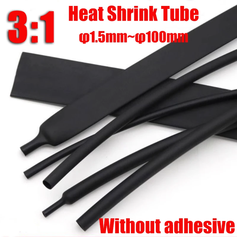 1~5M 3:1 Heat Shrink Tube No Glue Dia 1.5/3/4.5/6/9/12/15/18~100mm Insulated Waterproof Protection Lined Cable Sleeve DIY Repair