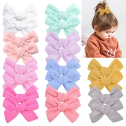 2Pcs/set Solid Cotton Hair Bows Hair Clips For Baby Girls Boutique Hairpins Barrettes Headwear Kids Hair Acesssories