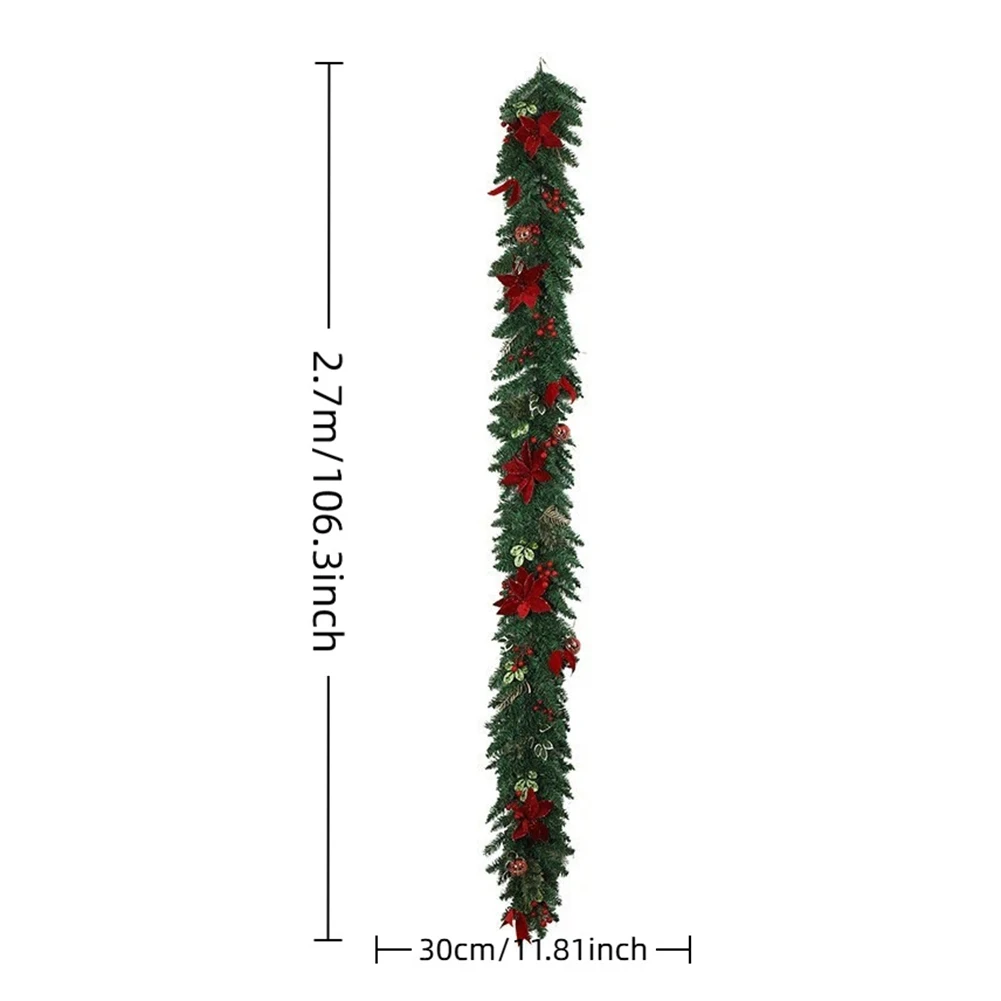 

Holiday Decoration Poinsettia Decoration Seasonal Decor Versatile Decoration Customizable Length Garland 1.8m Holiday Season