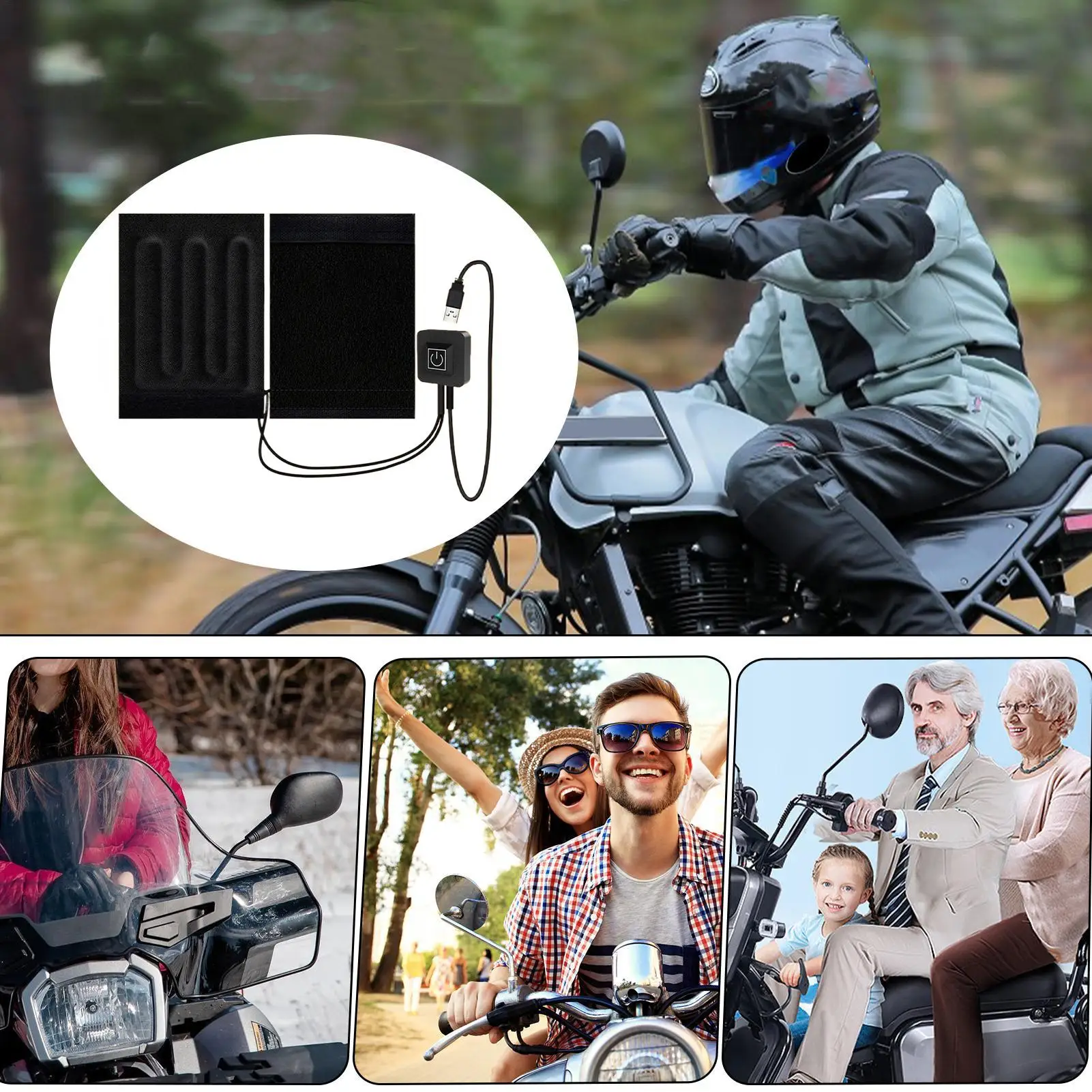 Heated Motorcycle Grips Temperature Adjustment Cycling Hand Warmer Motorcycle Heated Grips Cover For Winter Cold Weather Scooter