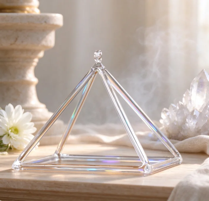 STAR LINKUP 10 Inch Clear Quartz Crystal Singing Pyramid for Energy Sound Healing with Free Mallet