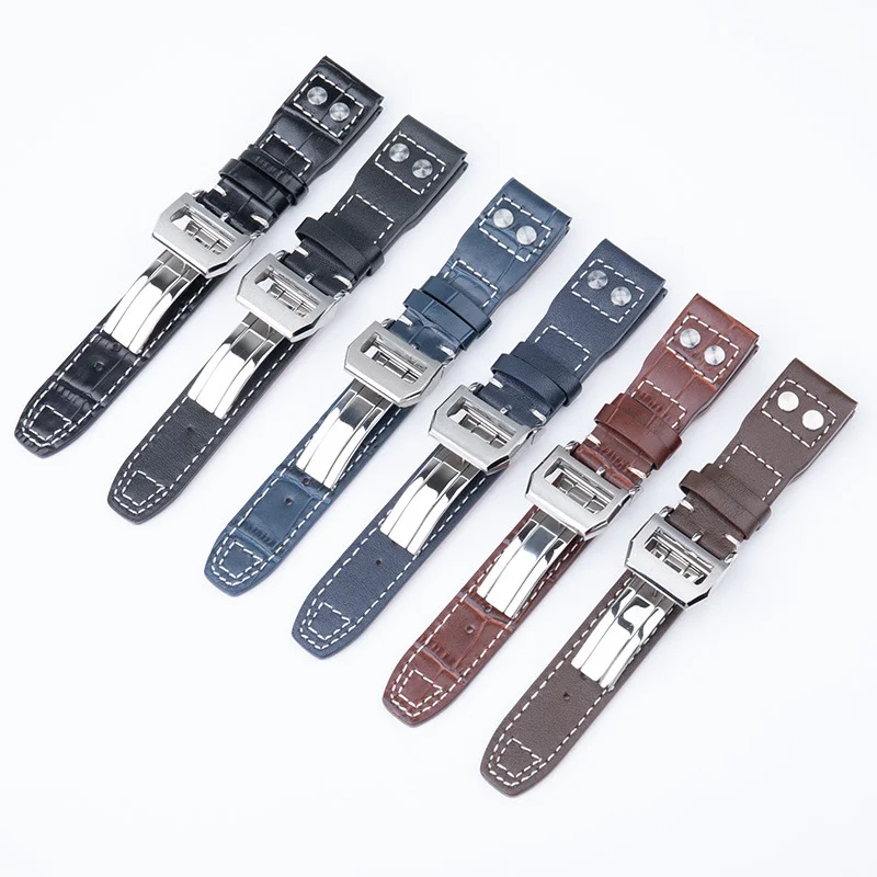 20mm21mm 22mm New Quality Genuine Leather Watchband For IWC Strap Big Pilot's Mark 18 Spitfire TOP GUN Fold Buckle Soft