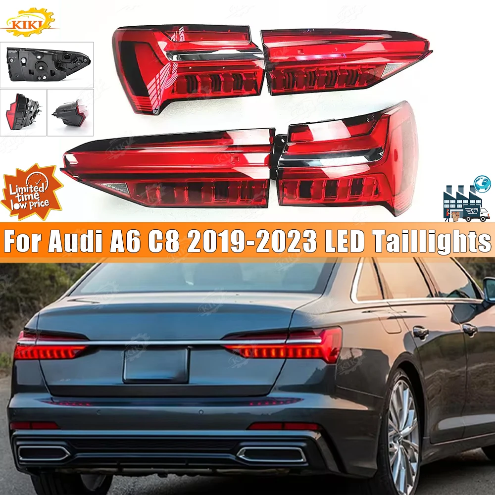 

For Audi A6 C8 2019-2023 LED Taillights Signal Light Assembly Turn Signal Lamp Rear Lights with Brake Reversing Driving Fog Lamp