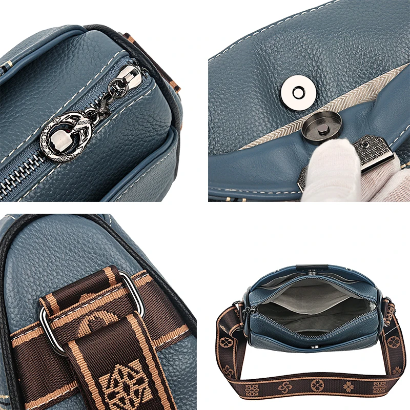 2024 Authentic Top layer Cowhide Women\'s Shoulder Bag Girl Business Shopping Bolsos Luxury Designer Female Messenger Bags Sac