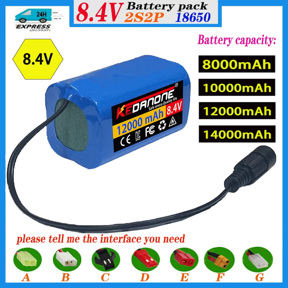 Imagem -02 - Bateria de Lítio para Pesca Noturna Baterias de Barco Aninhado Camisola T888 V007 H18 C18 Carregador Livre 7.4v 8.4v 10000mah 18650