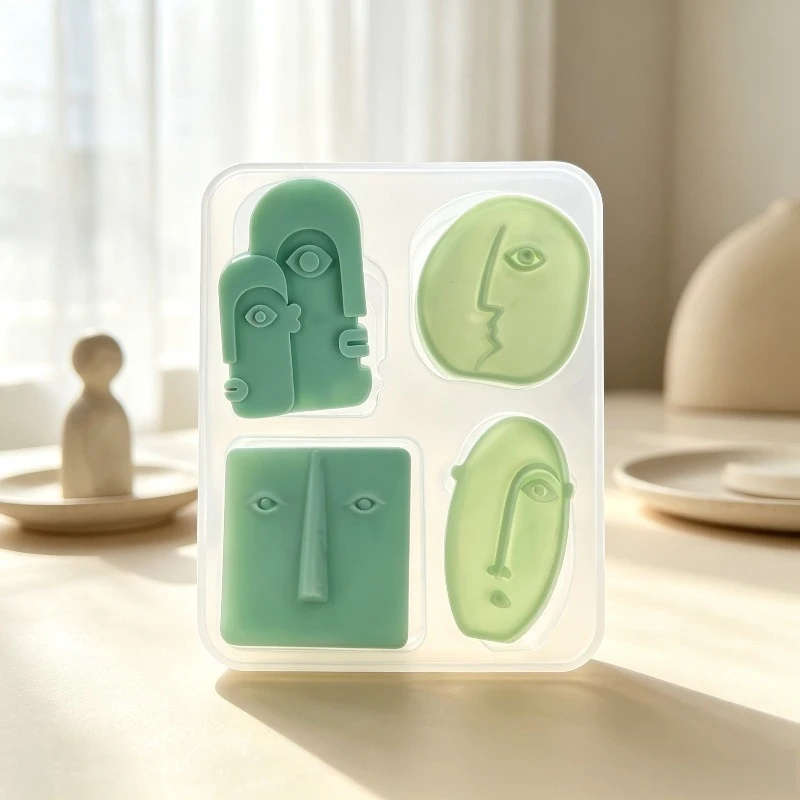 Resin silicone mold, abstract human face relief silicone mold, artistic portrait outline groove, DIY casting mold