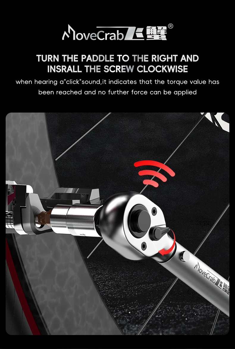 MoveCrab Mechanischer Drehmomentschlüssel-Satz 6-teilig 5-220N.m für Fahrrad Motorrad Auto Industrielle Reparaturwerkzeuge – Detail 4