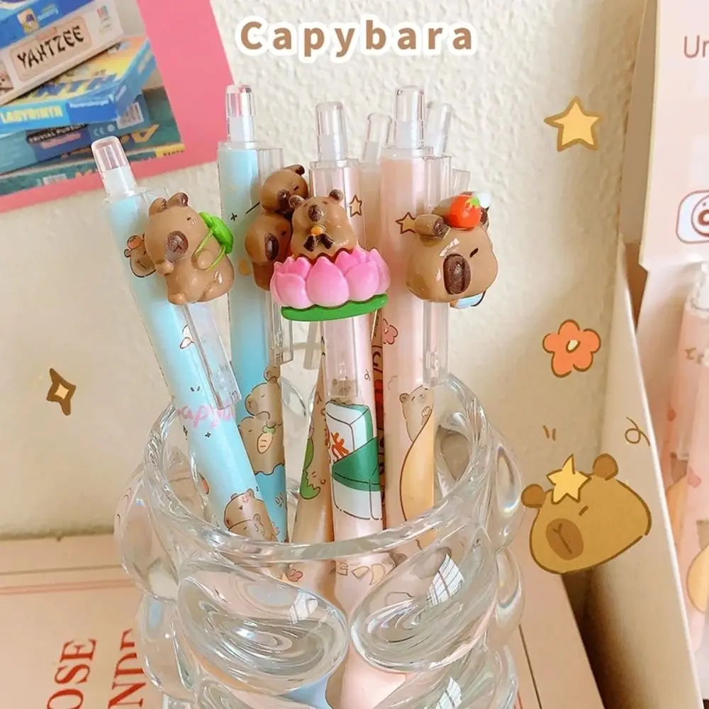 Pretty Aesthetic Kawaii Capybara Gel Pen Blue Ink 0.5mm Erasable Pen ST Nib Cartoon Cute Writing Pen Students