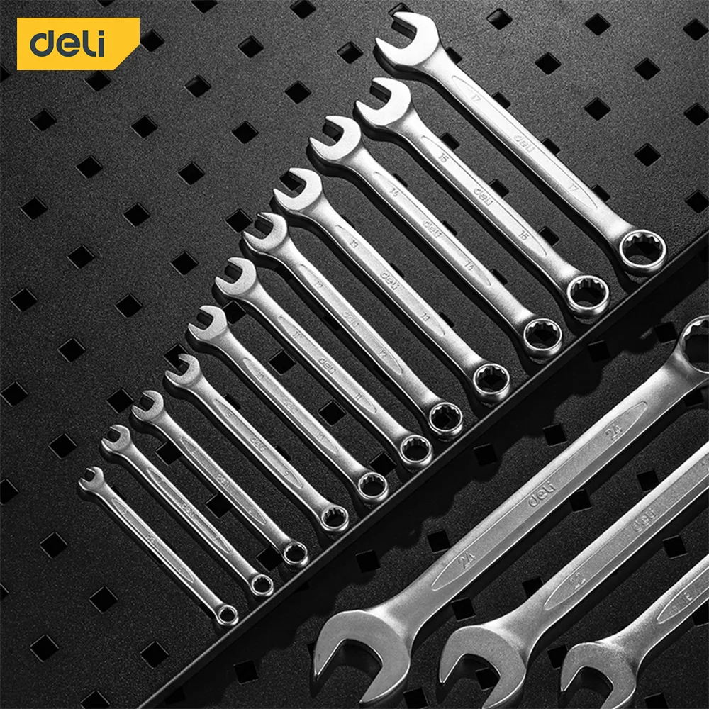 Deli 14 Pcs Ratchet Combination Wrenches Set 6-24mm Auto Repair Dual Use Multi Function Wrench Tool Set Fast Mechanical Repair