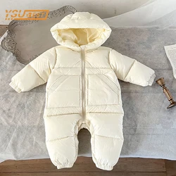 Winter Newborn Kids Boy Girl Rompers Infant Baby Girls Long Sleeve Thicken Hooded Rompers Clothes Baby Girls Down Jacket Rompers