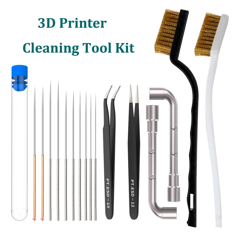 3D Printer Parts 17pcs Cleaning Tool Kit Copper Wire Toothbrush Nozzle Cleaning Needle Wrench Cleaner Tool Kits