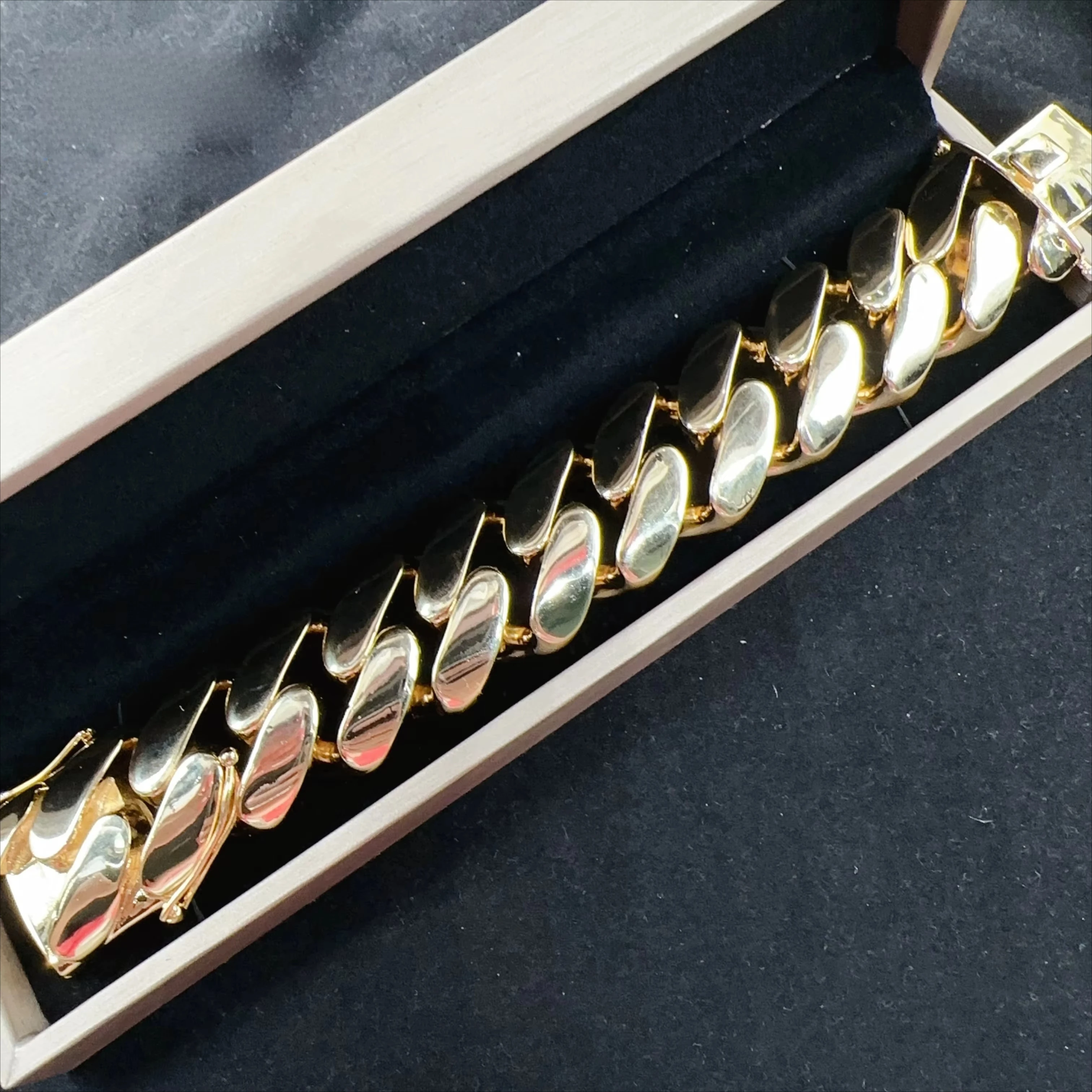 22Mm Wide Cuban Bracelet Hip Hop Jewelry Brass Cuban Chain Men's Bracelet, Rapper Chunky Cuban Chain, Halloween Christmas Gift