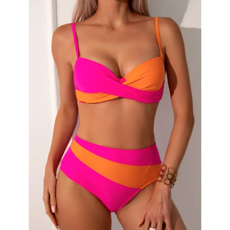 

Sexy High Waist Bikini 2025 Two Pieces Swimsuit Female Swimwear Women Push Up Bikinis Set Sports Swimming Beachwear Bathing Suit