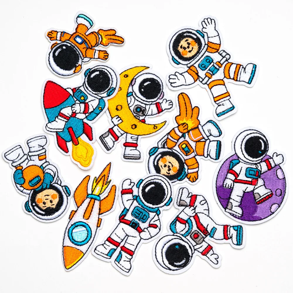 

Cartoon Planet Astronaut Embroidery Cloth Patch Clothing Accessories DIY Stickers Iron on Patches Appliques for Clothing Scp