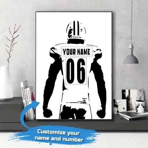 Customized Athlete Names & Numbers Canvas Printing Black and White Wall Art Posters for Sports Fans Modern Home Decor Gifts