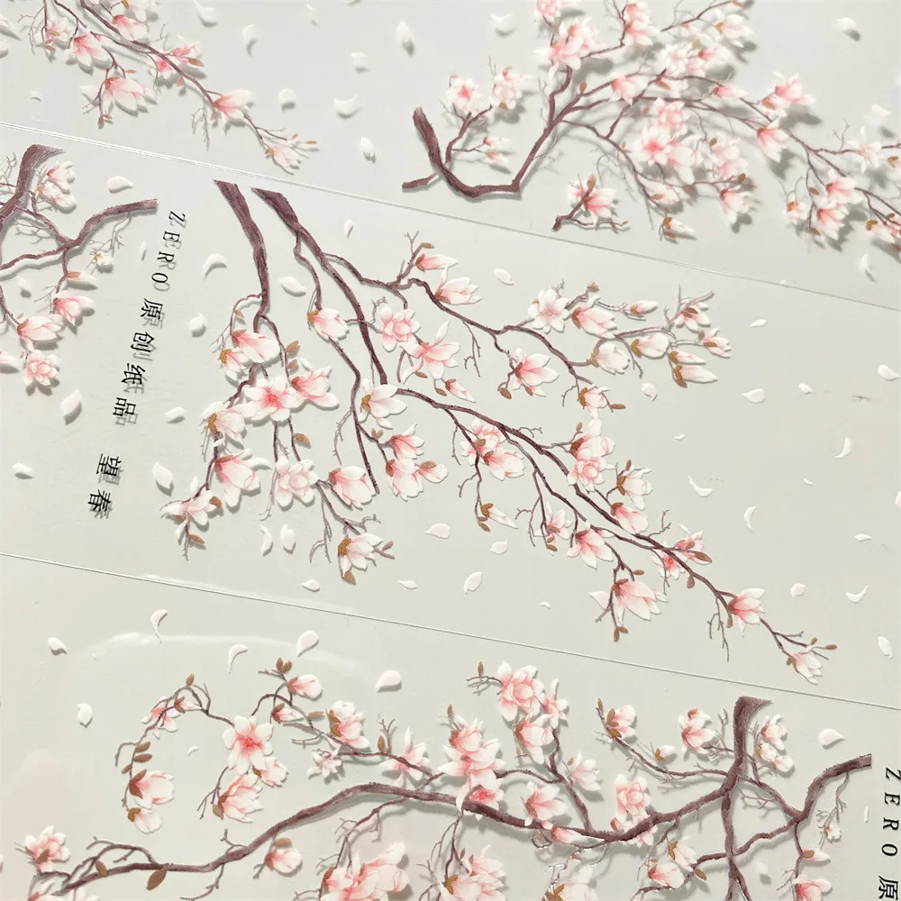 

Наклейки для скрапбукинга Journal G41 Wangchun Zero: ветви с розовыми персиковыми лепестками, винтажный стиль